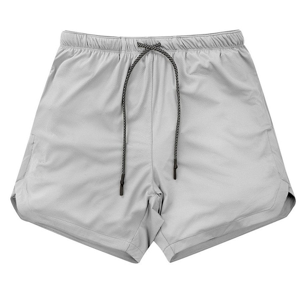 Men 2 in 1 Running Shorts Jogging Gym Fitness Training Quick Dry Beach Short Pants Male